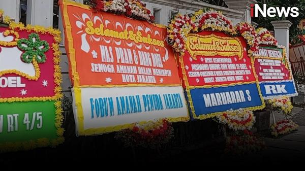 Klaim Menangkan Pilgub Jakarta, Karangan Bunga Penuhi Posko Pemenangan Pramono-Doel