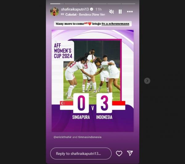 Kapten Timnas Putri Indonesia, Shafira Ika Putri. Kapten Timnas Putri Indonesia, Shafira Ika Putri. menuliskan pesan usai Garuda Pertiwi ke final Piala AFF Wanita 2024. (Foto: Instagram @shafiraikaputri13)