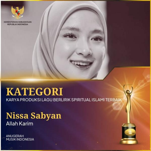 Nissa Sabyan raih AMI Awards 2024. (Foto: Instagram)