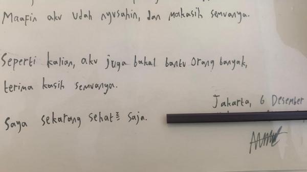 Surat yang ditulis MAS (dok. istimewa)