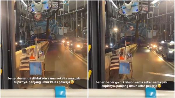 Viral Sopir Transjakarta Tak Klakson Pedagang yang Dorong Gerobak di Pinggir Jalan, Banjir Pujian Netizen