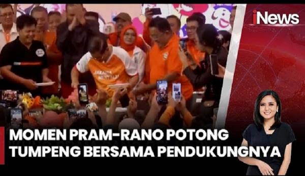 Pramono dan Rano Karno Potong Tumpeng saat Syukuran Kemenangan Pilgub Jakarta