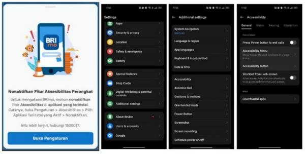 Cara nonaktifkan aksesibilitas BRImo di Redmi dan Poco