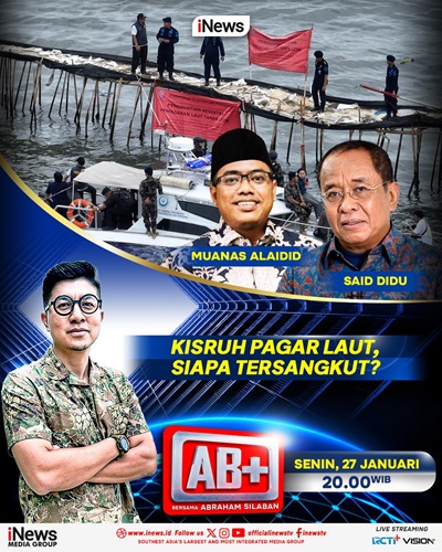 Saksikan selengkapnya liputan mendalam Abraham Silaban di AB+ “KISRUH PAGAR LAUT, SIAPA TERSANGKUT?” Malam Ini pukul 20.00 WIB. (Foto: iNews)