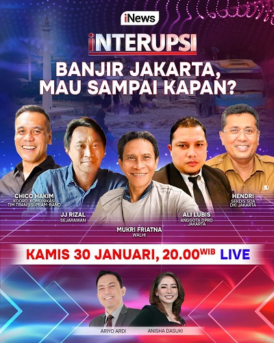 Saksikan INTERUPSI bersama narasumber, Chico Hakim, JJ Rizal, Mukri Friatna, Ali Lubis, dan Hendri, malam ini Pukul 20.00 WIB, Live hanya di iNews. (Foto: iNews)