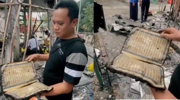 Al Quran Ditemukan Utuh usai Kebakaran Menara Masjid Agung Bojonegoro