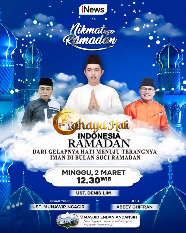 CHI Hari Ini Cahaya Hati Indonesia spesial Ramadhan menghadirkan Ustaz Dennis Lim. (Foto: iNews)