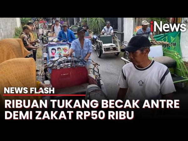 Ribuan Tukang Becak Rela Antre demi Zakat Rp50.000, Ini Potretnya