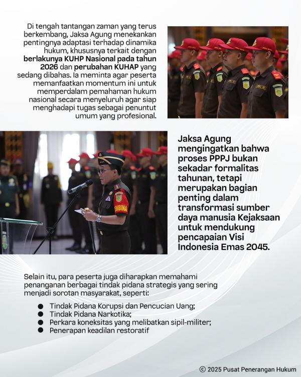 Pembukaan Pendidikan dan Pelatihan (Diklat) Pembentukan Jaksa (PPPJ) Angkatan LXXXII (82) Gelombang I Tahun 2025. (Foto: dok Kejagung)