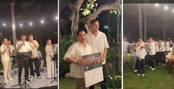 Rayakan Ultah, Erick Thohir Joget Bareng Pemain Timnas Indonesia, Mees Hilgers dan Emil Audero Sumbang Lagu!