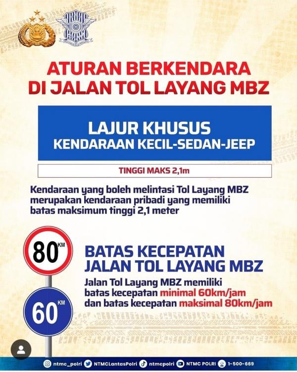 Aturan Tol MBZ