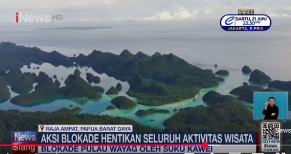 Aktivitas wisata di Raja Ampat lumpuh akibat aksi pemblokadean oleh masyarakat adat. (Foto: iNews)