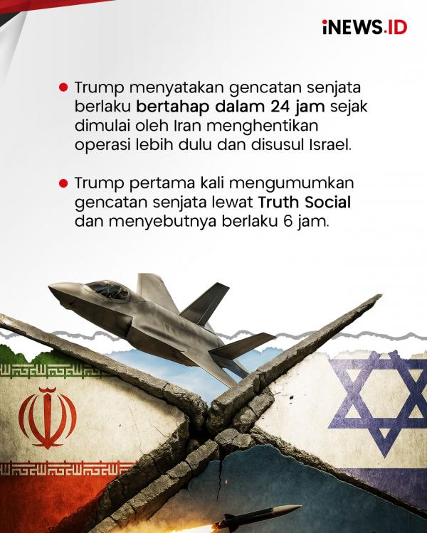 Gencatan Senjata Iran-Israel Mulai Berlaku, Trump: Jangan Dilanggar!