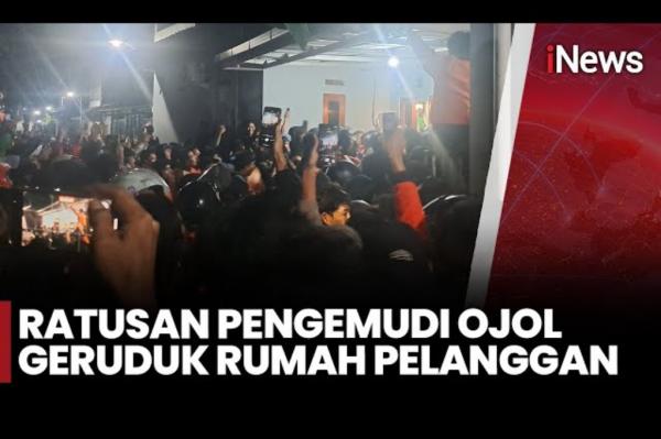 Ratusan Driver ShopeeFood Kepung Rumah Customer di Sleman, Mobil Polisi Dirusak