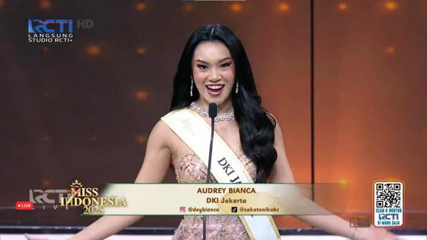 Potret Audrey Bianca di final Miss Indonesia 2025. (Foto: RCTI)