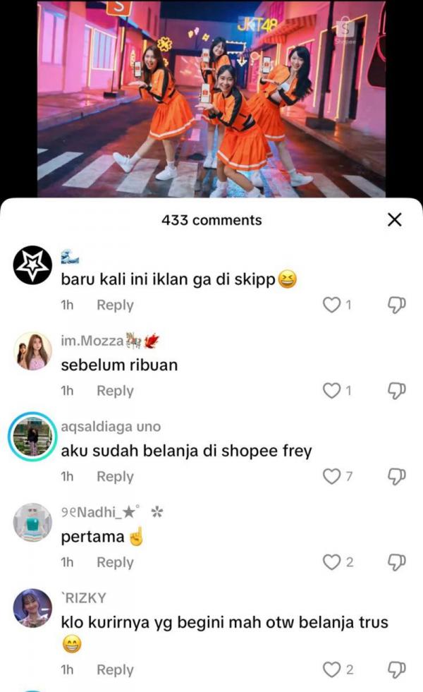 Fans JKT48 ikut menyampaikan dukungan pada unggahan MV terbaru bersama Shopee. (Foto: dok Istimewa)