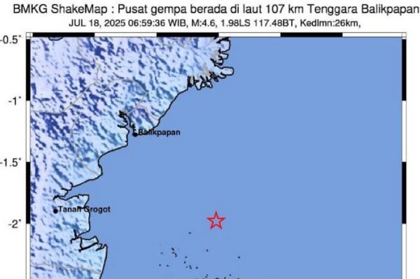 Gempa Bumi Dangkal Magnitudo 4,6 Guncang Balikpapan, BMKG: Akibat Sesar Aktif