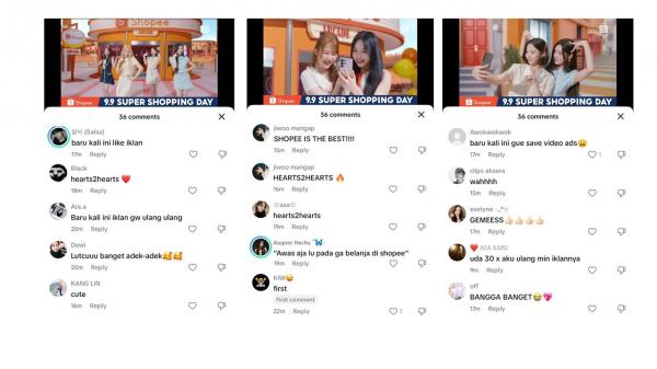 iklan Shopee 9.9 Super Shopping Day bersama Hearts2Hearts tuai komentar netizen. (Foto: dok Istimewa)