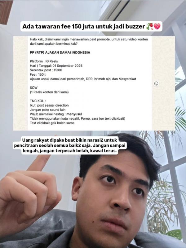 Postingan Jerome Polin viral soal diajak jadi buzzer. (Foto: Instagram)