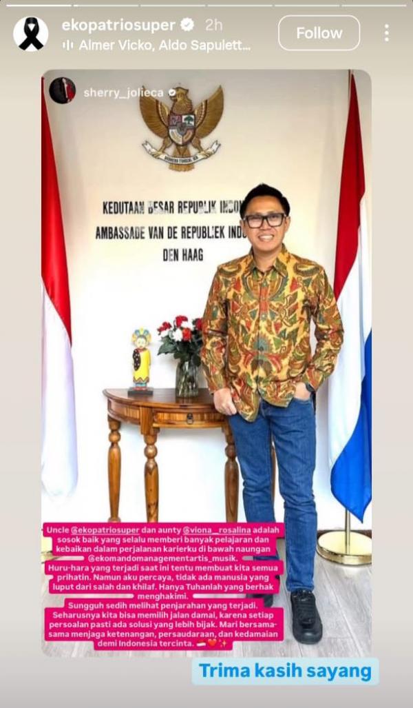 Eko Patrio dipuji baik oleh Sherry Joelica. (Foto: Instagram)