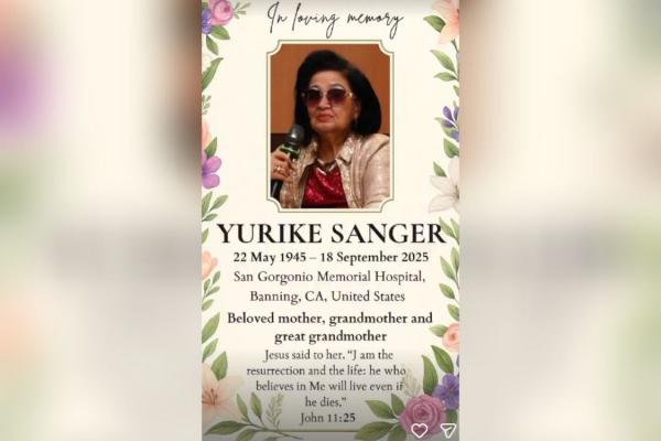 Kabar Duka Yurike Sanger Kabar Duka Yurike Sanger meninggal dunia. (Foto: Instagram)