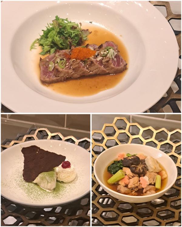 Atas: Tuna Tataki, kiri: Mochi Cheesecake, kanan: Zouni (Foto: dok iNews Media Group/Agustina Wulandari)