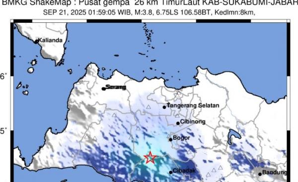 BMKG Catat 29 Kali Gempa Susulan Guncang Sukabumi dan Bogor