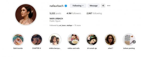 Instagram Nafa Urbach aktif lagi. (Foto: Instagram)