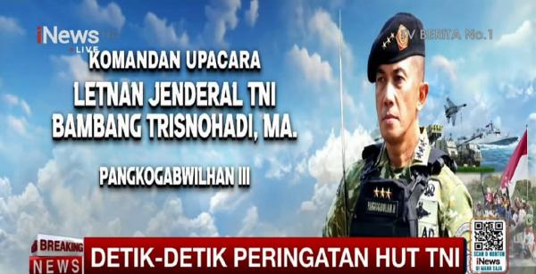 Letjen Bambang Trisnohadi Jadi Komandan Upacara HUT ke-80 TNI
