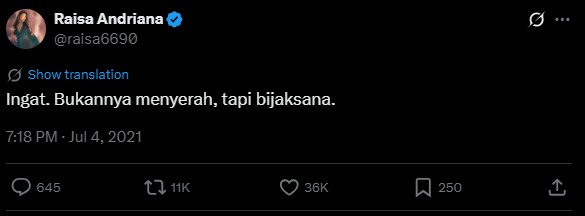 Cuitan Raisa viral Cuitan Raisa viral. (Foto: X)