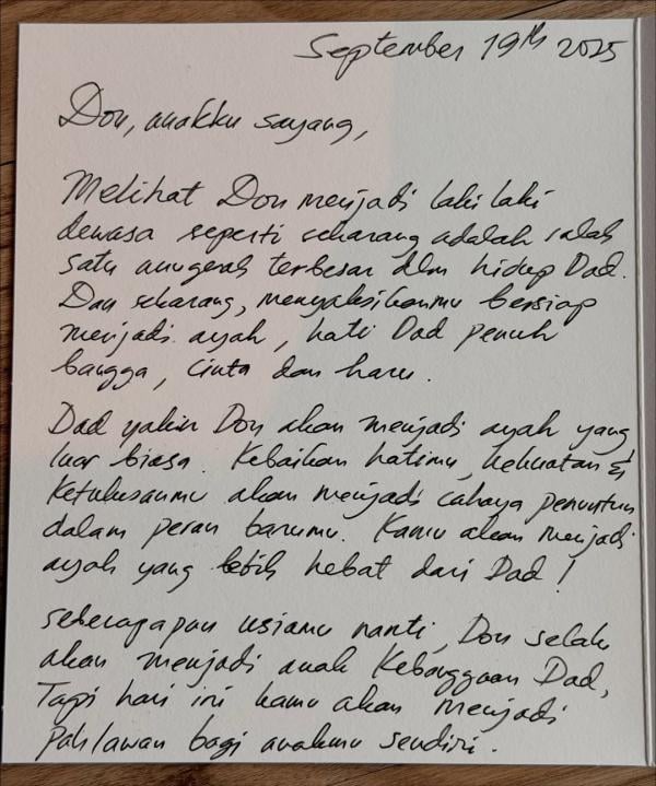 Surat Ferry Salim Surat Ferry Salim untuk Brandon Salim. (Foto: Instagram)