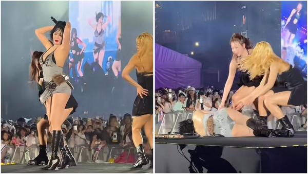 Penyanyi Korsel HyunA pingsan di panggung Waterbomb Macao 2025. (Foto: TikTok)