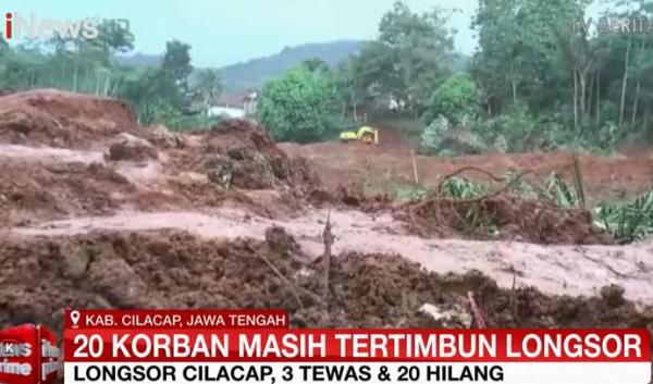 Hujan Deras, Pencarian 20 Korban Longsor di Cilacap Dihentikan Sementara