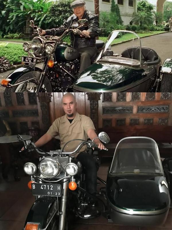 Ahmad Dhani naik motor Soeharto Ahmad Dhani naik motor kesayangan mantan Presiden Soeharto. (Foto: Instagram)