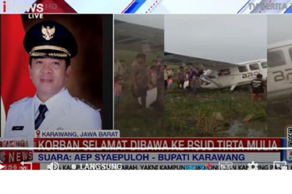 Breaking News: Pesawat Jatuh di Karawang, 4 Luka-Luka