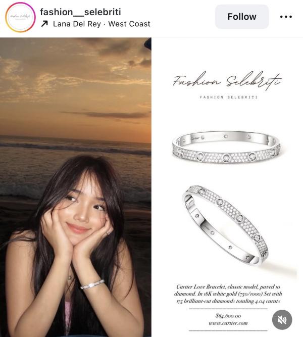 Selebgram Fuji dan gelang mewahnya. (Foto: Instagram)