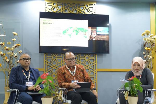 COP 30 UNFCCC Sesi pemaparan Biodiversity Action Plan dijadwalkan luring Kamis (20/11), namun dibatalkan akibat kebakaran venue COP, dan digantikan dengan sesi hybrid keesokan harinya. (Foto: dok Courtesy of Paviliun Indonesia)