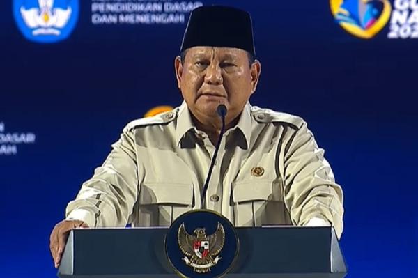 Pidato di Puncak Hari Guru, Prabowo Sampaikan Duka bagi Korban Bencana di Sumatera