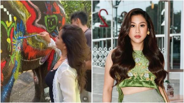 Sherina Munaf Murka Gajah di Mason Elephant Park and Lodge Bali Dicoret-coret Cat!