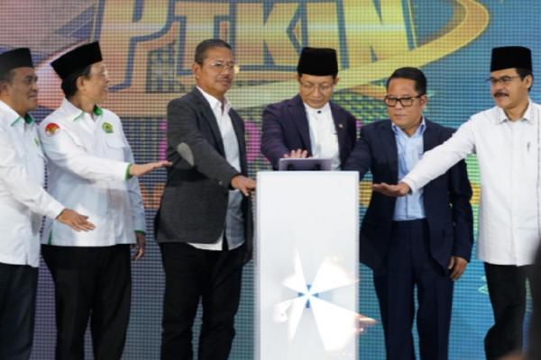 Menteri Agama Nasaruddin Umar dan jajaran pejabat Ditjen Pendidikan Islam Kemenag saat meluncurkan tahapan PMB PTKIN di Jakarta. (Foto: Kemenag)