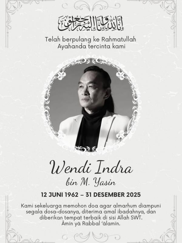 berita duka ayah gilang dirga Pengumuman meninggalnya ayah Gilang Dirga hari ini, Rabu 31 Desember 2025. (Foto: Instagram)