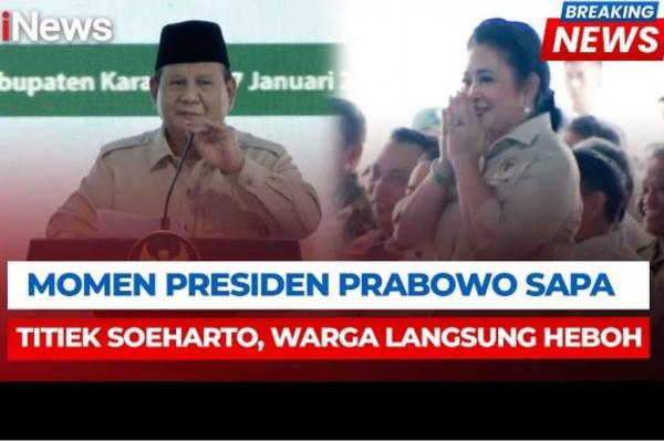 Momen Prabowo Sapa Titiek Soeharto saat Panen Raya di Karawang, Warga Heboh!