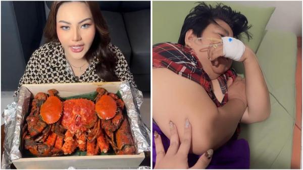 Ibunda Lisa Mariana dirawat di rumah sakit Ibunda Lisa Mariana dirawat di rumah sakit gegara keracunan kepiting alaska. (Foto: Instagram)