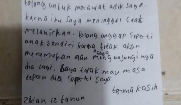 Surat Kakak Tinggalkan Adik Bayi di Pejaten: Tolong Dirawat, Ibu Saya Meninggal Melahirkan
