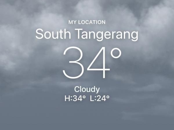 Cuaca di Tangsel pada Minggu, 22 Maret 2026 mencapai 34 derajat celcius. (Foto: Weather)