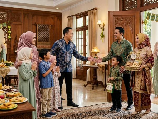 Ilustrasi open house Lebaran Ilustrasi open house Lebaran. (Foto: Ilustrasi AI)