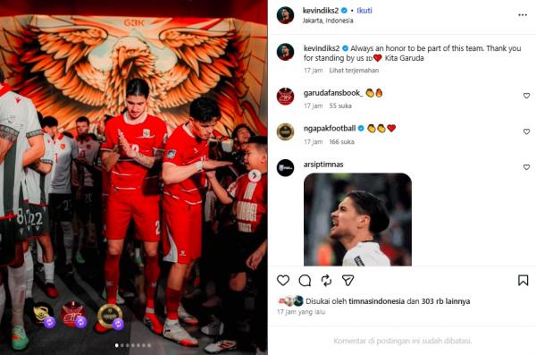 Kevin Diks mengungkap kebanggaannya setiap membela Timnas Indonesia. (Foto: IG @kevindiks2)