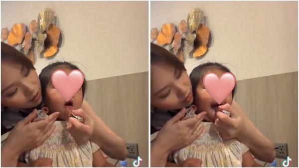 Jule dihujat netizen gegara pakaikan liptint ke anaknya. (Foto: TikTok)