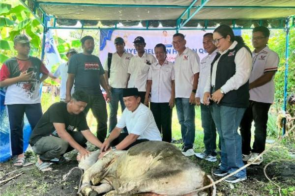 Partai Perindo Sumatera Utara menggelar penyembelihan dan pembagian 41 hewan kurban yang tersebar di 33 kabupaten dan kota sebagai bentuk kepedulian sosial kepada masyarakat pada Hari Raya Iduladha 2026. (Foto: Ist)