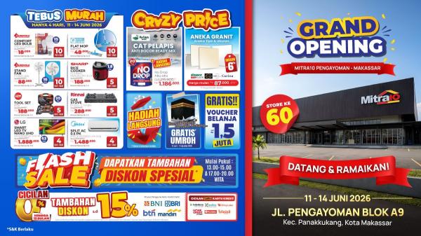 Promo di Grand Opening Mitra10 Pengayoman Makassar. (Foto: dok Mitra10)